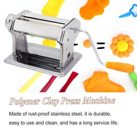 Polymer Clay Press Machine, Craft Clay Mixers Machine and 40PCS Polymer Clay Cutters Mold, Stainless Steel Handmade Clay Rolling Machine for DIY Craft - 6 Thickness Options