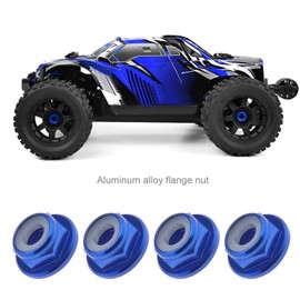 10PCS M4 Flanged Nuts Aluminum Alloy Nylon Insert Self-Lock Hex Nuts for 1/10 Scale RC Car Truck Buggy Crawler Wheels Spare Parts Royal Blue