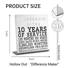 10th Work Anniversary Decor Gifts for Women, Men, Thank You Appreciation 10 Year Work Anniversary Plaque Gifts for Employee, Him, Her, Happy 10th Work Anniversary Decorative Signs bke54