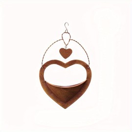 AUDRWALL Metal Plant Hanger Outdoor & Indoor - Heart-Shaped Rustic Hanging Planter with Hook for Garden Window Wall, for Mom Grandma Women