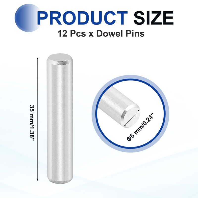 sourcing map 12 Pcs 6 x 35 mm 316 Stainless