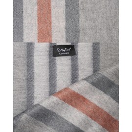 MayTree Cashmere Scarf for Men and Women - Soft Wool Scarf Made of 100% Cashmere, Chequered, 180 x 30 cm - Luxurious Winter Scarf - Tartan Grey White Brown, Grey / White / Brown