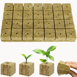 HFVZCB 28 Pieces Rock Wool Cultivation Cubes, Rock Wool Set, Rock Wool Propagation Mat, Bottomless Culture Substrate for Plant Propagation, Cloning Cuttings (4 x 4 x 4 cm)
