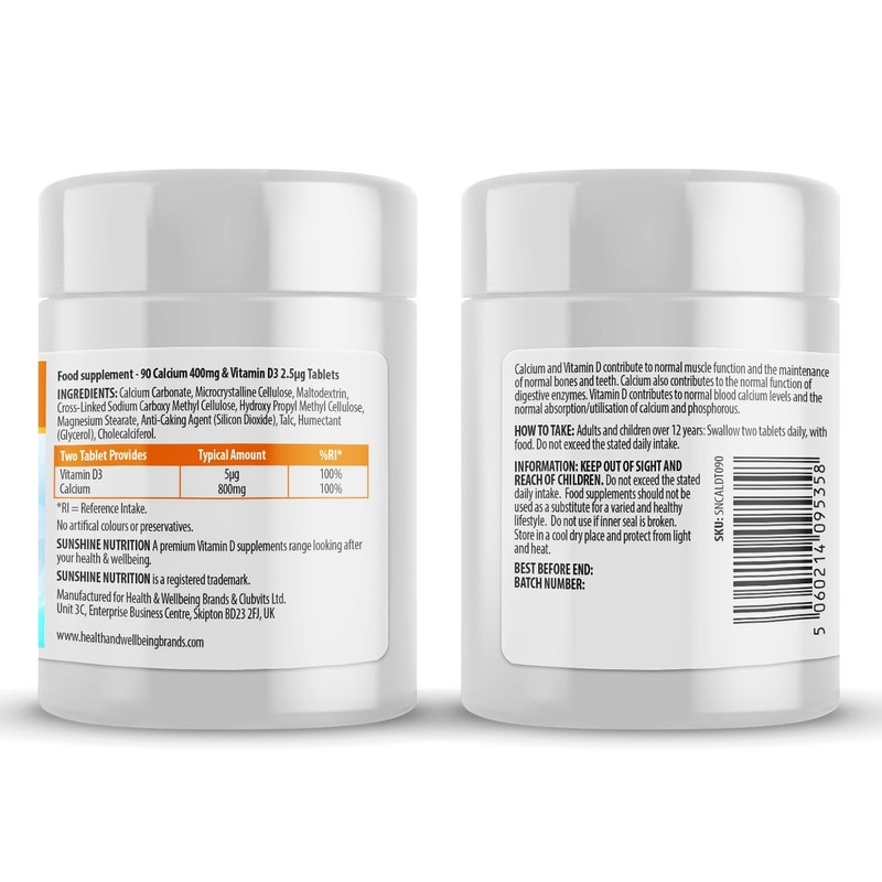 Calcium 800mg and Vitamin D3 5μg per Serving /90 Tablets