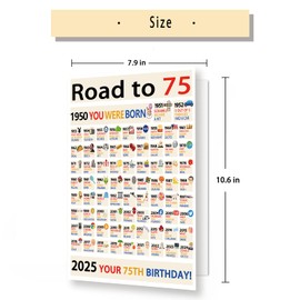 OJsensai Happy 75th Birthday Gifts Decorations for Women Men, Big 75 Years Old Bday Card for Mom Dad Grandma Grandpa