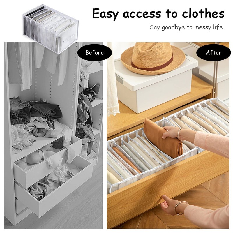 1 Pack Closet Drawer Organisers, 9 Grids Jeans Storage Box