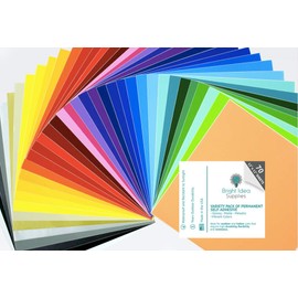 Bright Idea Permanent Vinyl Sheets - 70 Pack 12”x12” | Adhesive Vinyl Sheets, Assorted Colors (Glossy, Matte, Metallic) Permanent Vinyl Bundle Pack for Crafters - Vinyl for Cricut and Silhouette