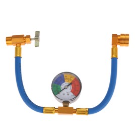 R134A AC Refrigerant Charge Hose Kit, 1/2’’ Self-Sealing Valve Can, and Recharge Hose with Pressure Gauge, Fits for Car AC Air Conditioning Refrigerant