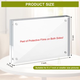 Adboros 5x7 Acrylic Picture Frame 10 Pack, Clear Picture Frames Double Sided Magnetic Acrylic Frames Freestanding Photo Block Frame Desktop Display Floating Frameless Frame Stand