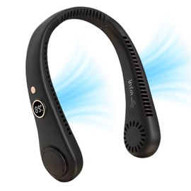 AireLux Cooling Neck Fan, 5-Speed, USB Rechargeable Bladeless Hands-Free Portable Lightweight Quiet LED Display Indoor Outdoor Birthday Xmas Gift Men Women Summer Travel (Midnight Black)