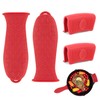 4 PCS Cast Iron Handle Cover Silicone Red Pot Holders