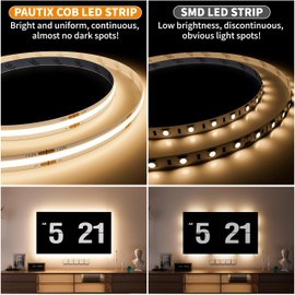 PAUTIX COB LED Strip Natural White 4000K DC12V, 18Ft/5.5M 2772LEDs CRI90+ Flexible LED Tape Lights for Cabinet Engineering Home DIY Lighting Project with 8mm COB Connector(Power Supply Not Included)