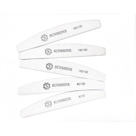 10pcs Halfmoon Nail Files - Professional Jumbo Nail Files for Acrylic, Gel, Dip Powder, and Poly Gel Nails - Color: 80/100