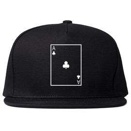 Ace of Clubs Snapback Hat Cap Black