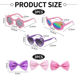 EHDWXVZM 3 Stücke Sonnenbrille Und 3 Stücke Kinder Fliege Krawatte, Kinder Sonnenbrille, Mädchen -Sonnenbrille, Karnevalsfeier -Outfits, Party -Sonnenbrillen.