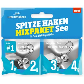 Lieblingsköder Pointed Hooks Size 1 Mix Pack - 4 Jig Heads, Design: Mix Pack Sea / 1 g / 2 g / 3 g / 4 g