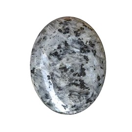 Larvakite Palm Stone, Worry Larvakite Stones, Oval Natural Stone, Oval Stone for Reiki Balancing, Therapy (Black Labradorite, 70-80 grams)