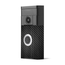 MightySkins Carbon Fiber Skin for Ring Video Doorbell - Black Wood | Protective, Durable Textured Carbon Fiber Finish | Easy to Apply, Remove, and Change Styles | Made in The USA