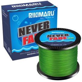 Rikimaru Never Fade 8X Braided Fishing Line 10-80LB 150-600Yds (600yds-Bright Green, 25LB-0.20mm(8 Strands))