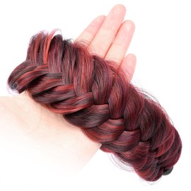 BOBIYA Wide Braided Headband with Teeth Braided Headband with Teeth for Women Braided Hair Headband with Teeth (Burgundy)