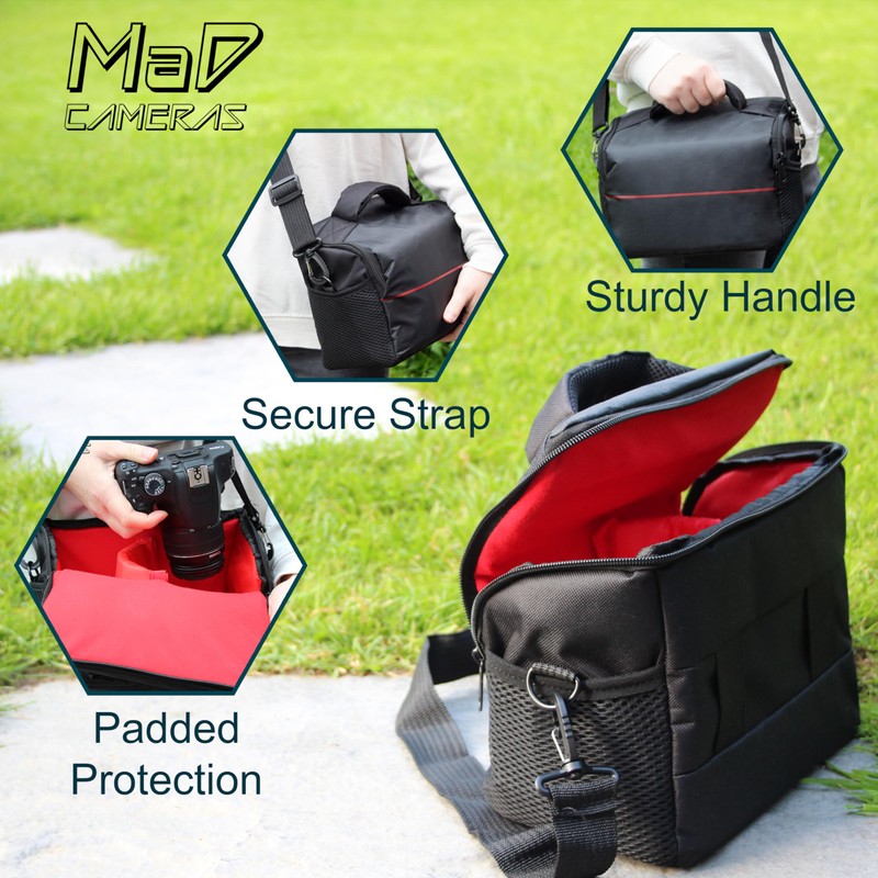 MaD Cameras Padded Adjustable Camera Shoulder Carry Bag Satchel for