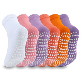 Mowenti Stopper Socks Children's Non-Slip Socks 6 Pairs ABS Baby Socks Boys Girls Toddler Crawling Socks Long, Colorful_2
