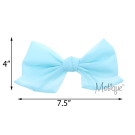 Chiffon 7 inch Hair Bow-Aqua