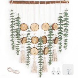 Bestjing Artificial Eucalyptus Wall Decor - Fake Eucalyptus Greenery Leaves Stems Wall Hanging Plants with Wooden Stick Boho Rustic Farmhouse Decor for Bathroom Bedroom Office Living Room
