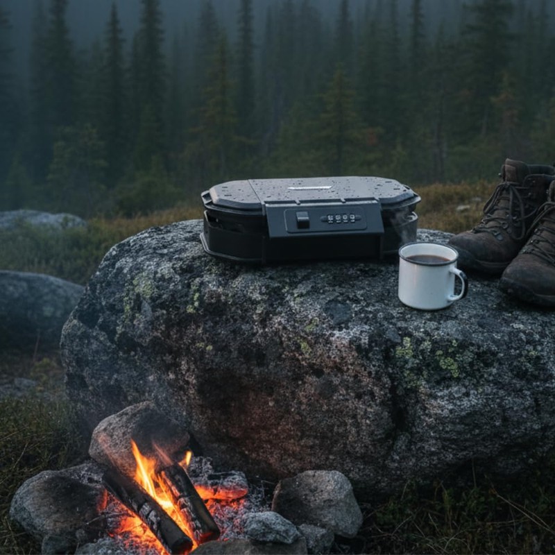 Portable Security Lock Box with Combination Lock, Waterproof Travel Safe