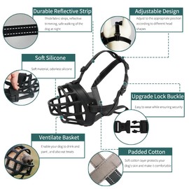 BARKLESS Dog Muzzle, Silicone Basket Muzzle for Small Medium Large Dogs, Soft Cage Mouth Cover Prevent Biting Chewing, Allow Drinking Panting, Suitable for German Shepherd