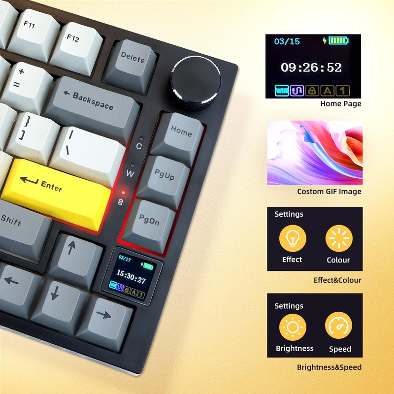 AJAZZ AK820 Pro 75% Gaming Keyboard, Triple Mode Connected RGB