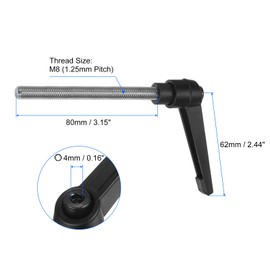 QUARKZMAN 4 Maniglie a Leva di Serraggio, M8 x 80mm Maschio Filettato in Acciaio Inossidabile 304, Maniglie Regolabili con Pulsante di Bloccaggio a Scatto, Nere