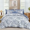 WONGS BEDDING Blue Floral Comforter Set Queen Size, 8 Pieces