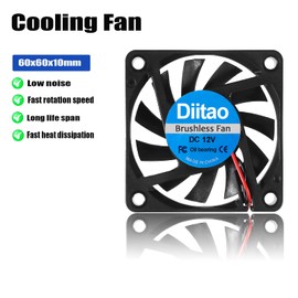 Diitao 4PCS 12V 5010 Brushless DC Cooling Fan 50 x 50 x 10mm Big Airflow Fan Silent Brushless Long Life Computer Fan (50 x 50 x 10mm 12V)