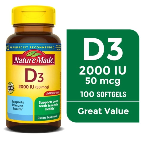 Unbranded Nature Made Vitamin D3 Softgels, Dietary Supplement for Bone