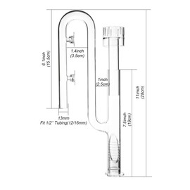 FZONE Aquatic Glass Lily Pipe Inflow with Surface Skimmer for Aquarium Filter 1/2''(12/16mm) Tubing