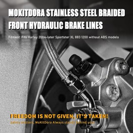 MoKitDora 50.5" Stainless Steel Braided Front Brake Lines Oil Hose for Harley 2004-2023 Sportster 2018-up Softail Models 18" Handlebar without ABS, Silver
