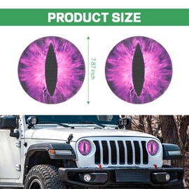 Hovom 2PCS Beast Eyes Headlight Decals, 3D Stereo Eyes Headlight Stickers, Funny Round Decal for Wrangler Headlights, Car Body Window Bumper Decoration Stickers, Car Accessories (Rose Red)