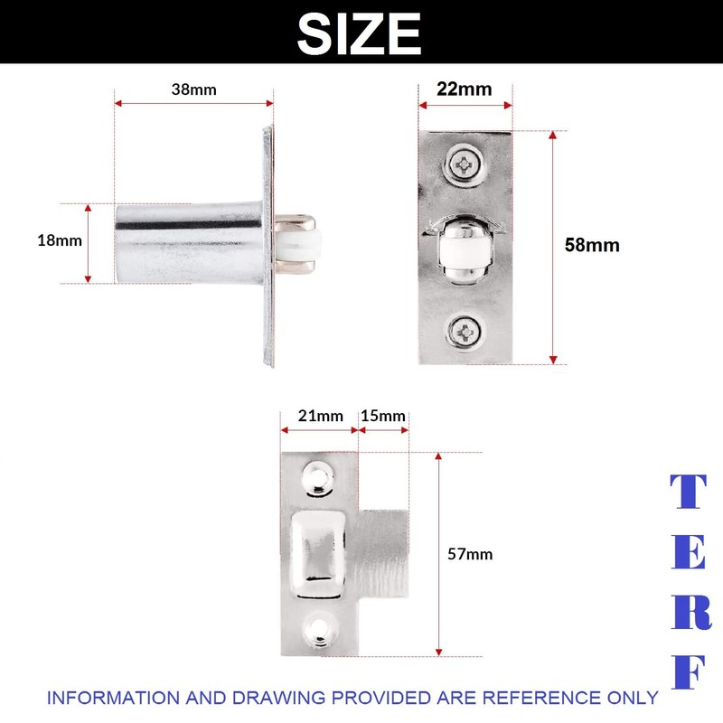 TERF® Adjustable Roller Catch Polished Nickel Roller Ball Door Latch