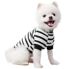 ANIAC Full Dog Sweater Fleece Striped XS Dog Shirt with Long Sleeves Winter Cat Apparel Warm Puppy Clothes for Small Dog Girl Boy Pet Sweatshirt 2-24 LB (White, Small)…