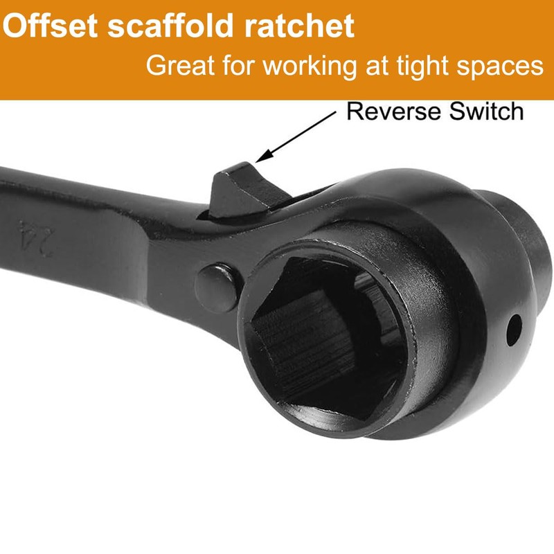 TOCHUN 19mm x 24mm Double Ended Socket Ratcheting Podger Scaffold