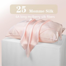 Glodex 100% Pure Mulberry Silk Pillowcase for Hair and Skin Face - Both Sides 25 Momme Grade 6A with Hidden Zipper Ultra-Soft and Breathable 1Pc Gifts for Women Men (Light Pink, King 20"×36")