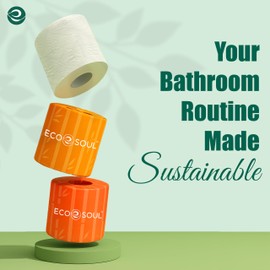 Eco Soul Premium Bamboo Toilet Paper 3 Ply | 12 Mega Rolls | 300 Sheets Each | FSC Certified Hypoallergenic, Textured & Skin-Friendly Septic-Safe Soft Bathroom Tissue Eco-Friendly Chemical & Dye Free