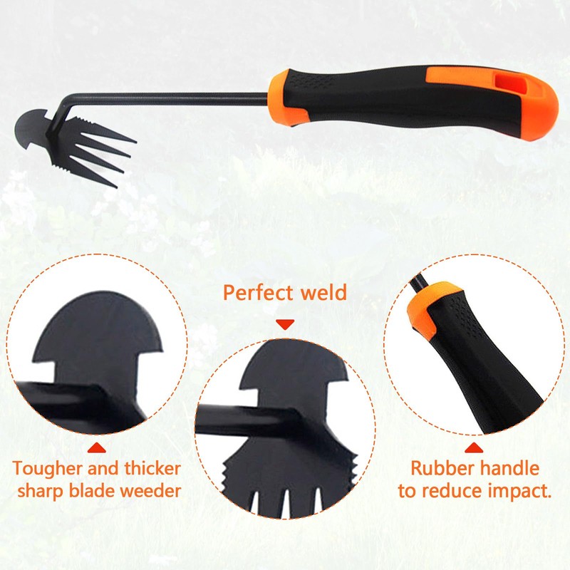 MENGLIHUALUO Weed Puller Tool 2 pcs 4 Tine Stainless Steel