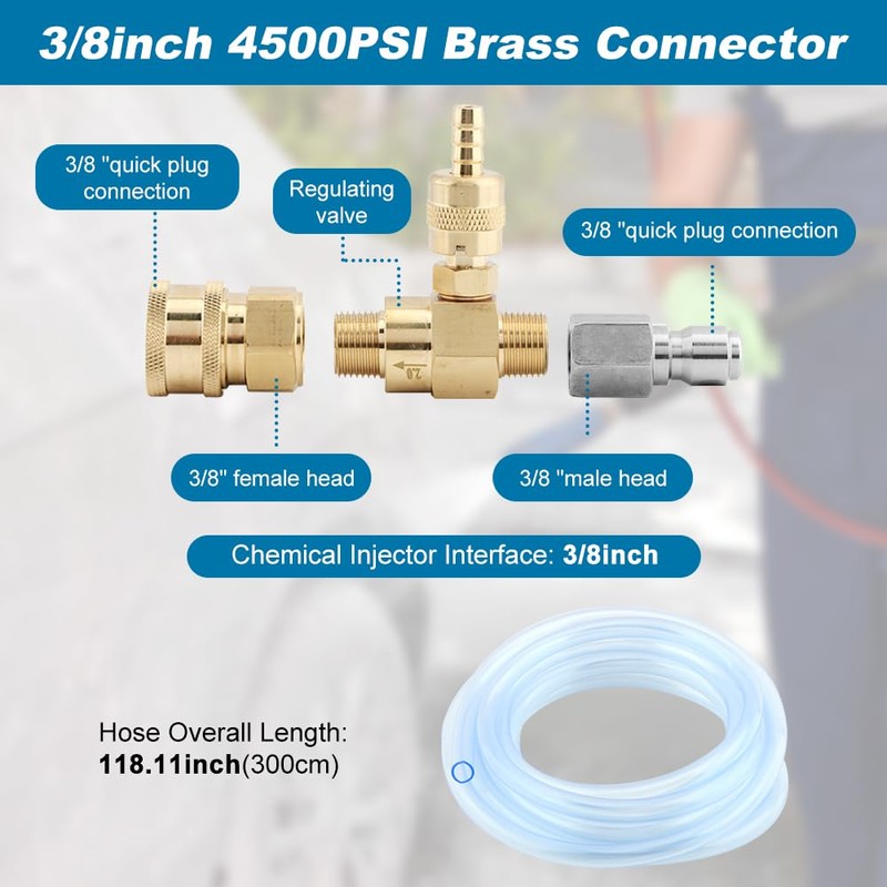 BNYTXV Downstream Injector for Pressure Washer, Adjustable Power Washer Soap