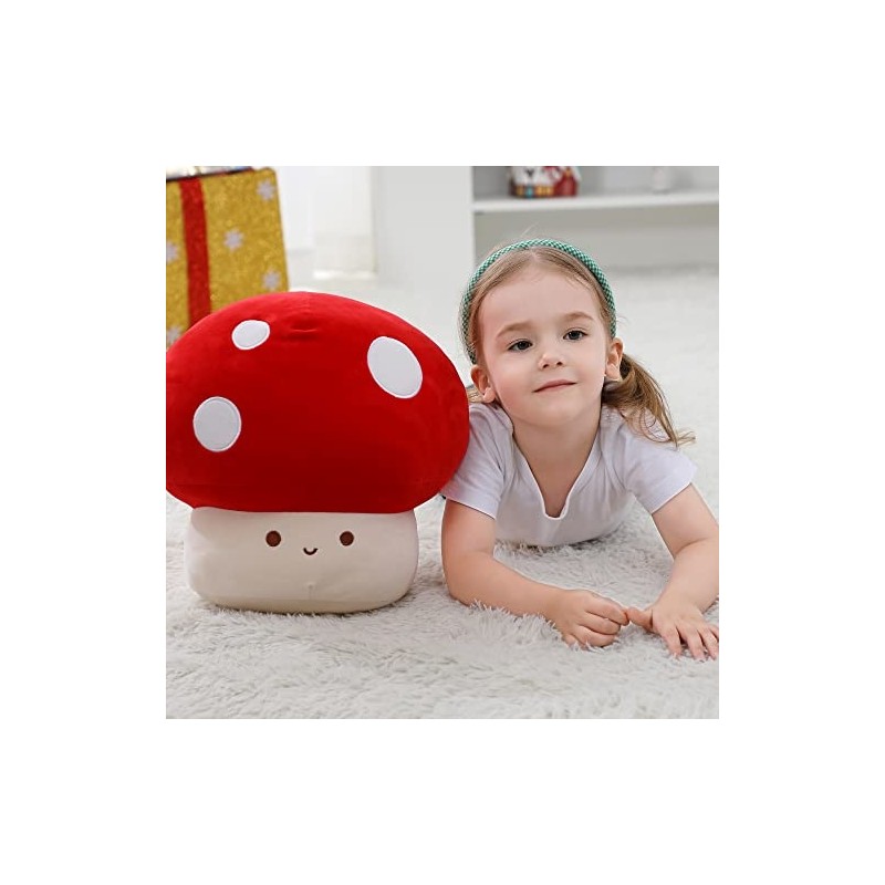 9 Inch Mushroom Plush Pillow, Cute Stuffed Animal Toy, Room