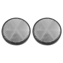 X AUTOHAUX 2 Pcs 56mm White Plastic Universal Round Reflective Warning Reflector with Adhesive Tape for Motorcycle Bike