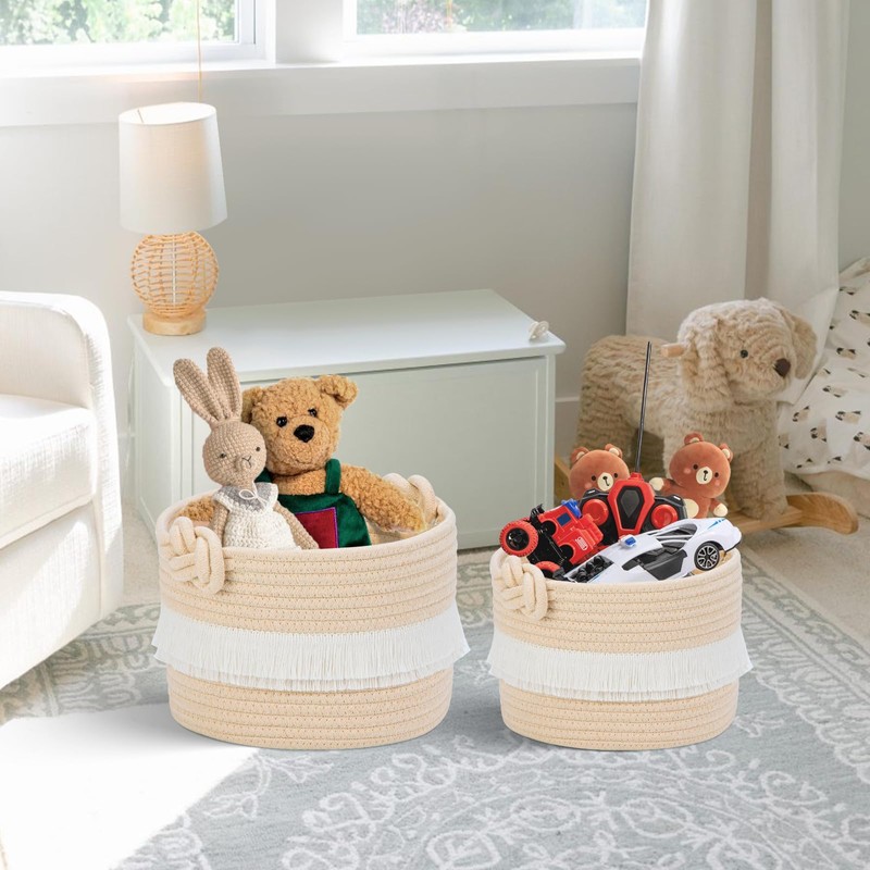 HLWDFLZ 6-Piece Decorative Storage Set Woven Rope Basket for Storage