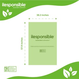 Responsible Products 55 Gallon Kitchen Bin Liners, Certified Compostable, Heavy Duty Multipurpose Food Scrap Bags, Made from Compostable Materials (80 Count)