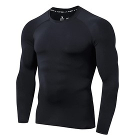 LAFROI Men's Long-Sleeved UPF 50+ Compression Shirt Rash Guard CLY08C, black